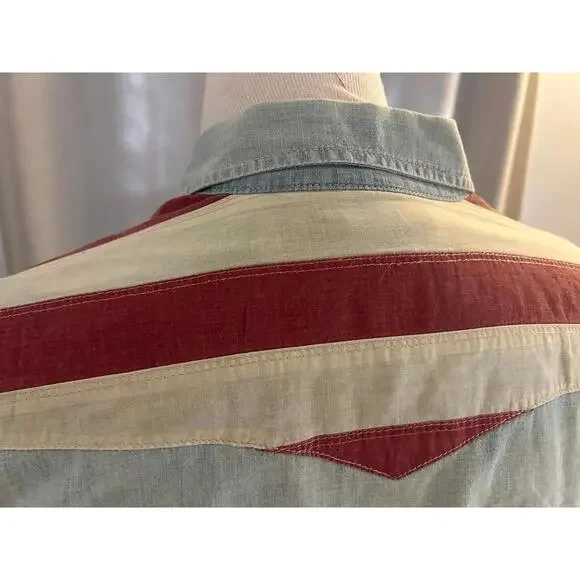 Denim & Supply Ralph Lauren Flag Yoke Denim Snap Shirt M Patriotic USA - Picture 5 of 8